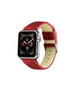 Men's and Women's Apple Dusty Rose Wool Velvet, Leather, Stainless Steel Replacement Band 44mm