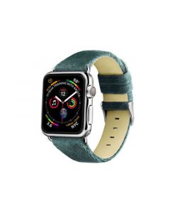 Men's and Women's Apple Moss Green Wool Velvet, Leather, Stainless Steel Replacement Band 40mm