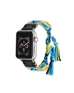 Men's and Women's Apple Multi Colored Friendship Cotton, Stainless Steel Replacement Band 44mm