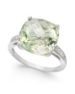 Mint Quartz (6-1/4 ct. t.w.) & White Topaz (1/10 ct. t.w.) Statement Ring in Sterling Silver