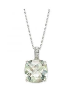 Mint Quartz (6-1/4 ct. t.w.) & White Topaz (1/20 ct. t.w.) 18" Pendant Necklace in Sterling Silver