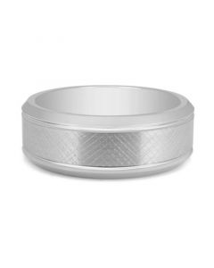 Men's Textured Bevel Band in White Ion-Plated Tantalum