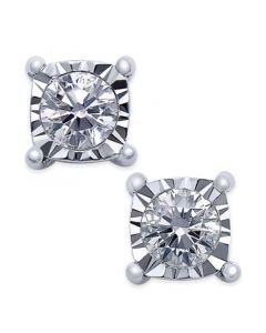 Square Diamond Stud Earrings (1/4 ct. t.w.) in 14k White Gold