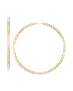 Medium Highly Polished Endless Hoop Earrings in 14k Gold,