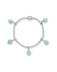 Milky Aquamarine Sliding Charm Bracelet in Sterling Silver