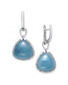 Milky Aquamarine and Cubic Zirconia Accent Earrings in Sterling Silver