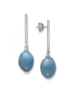 Milky Aquamarine Earrings in Sterling Silver