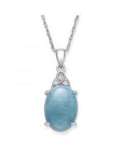 Milky Aquamarine and Diamond Accent 18” Pendant Necklace in Sterling Silver