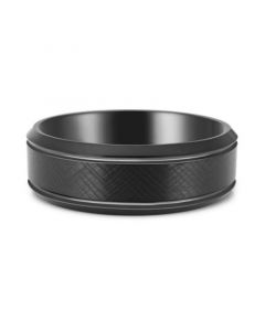 Men's Textured Bevel Edge Band in Black Ion-Plated Tantalum