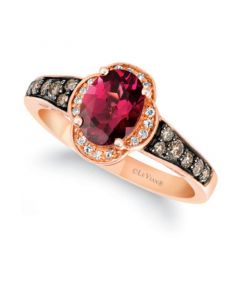 Raspberry Rhodolite (1-3/8 ct. t.w.) & Diamond (1/3 ct. t.w.) Ring in 14k Rose Gold