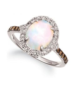 Neopolitan Opal (1-1/5 ct. t.w.) & Diamond (3/8 ct. t.w.) Ring in 14k White Gold