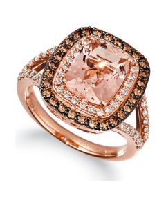 Peach Morganite (2-1/6 ct. t.w.) & Diamond (1-1/10 ct. t.w.) Ring in 14k Rose Gold