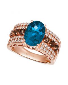 Multi-Gemstone (4-1/4 ct. t.w.) & Diamond (5/8 ct. t.w.) Ring in 14k Rose Gold