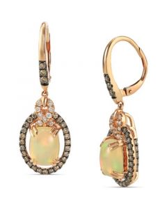 Neopolitan Opal (2 ct. t.w) & Diamond (7/8 ct. t.w.) Drop Earrings in 14k Rose Gold