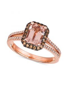 Peach Morganite (1-3/4 ct. t.w.) & Diamond (1/3 ct. t.w.) Statement Ring in 14k Rose Gold