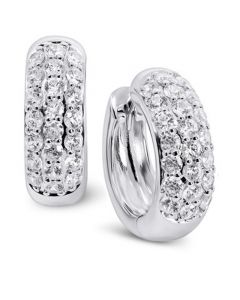 Cubic Zirconia Small Huggie Hoop Earrings in Sterling Silver