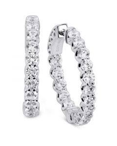 Cubic Zirconia Small In & Out Hoop Earrings in Sterling Silver or 18k Gold Plated Sterling Silver