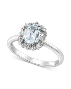 Aquamarine (5/8 ct. t.w.) & Diamond (1/10 ct. t.w.) Ring in 14k White Gold