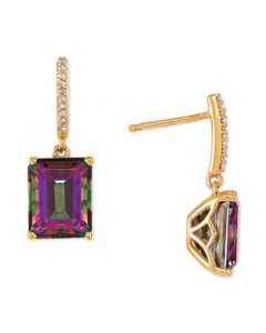 Mystic Topaz (5-3/4 ct. t.w.) & Diamond (1/20 ct. t.w.) Drop Earrings in 14k Gold