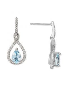 Aquamarine (5/8 ct. t.w.) & Diamond (1/5 ct. t.w.) Drop Earrings in 14k White Gold