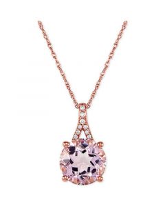 Pink Amethyst (2-1/2 ct. t.w.) and Diamond Accent 18" Pendant Necklace in 14k Rose Gold