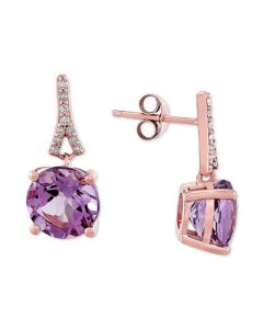 Pink Amethyst (3-1/2 ct. t.w.) & Diamond (1/20 ct. t.w.) Drop Earrings in 14k Rose Gold