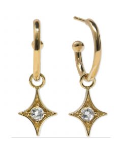 White Topaz Star Dangle Hoop Earrings (1/3 ct. t.w.) in 14k Gold