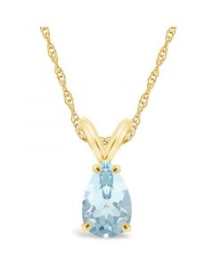 Aquamarine (1 ct.t.w) Pendant Necklace in 14K Yellow Gold