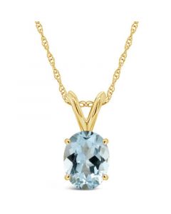 Aquamarine Pendant Necklace (1-1/7 ct.t.w) in 14K Yellow Gold