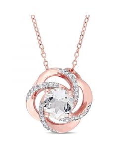 White Topaz Floral Swirl 18" Pendant Necklace (2-3/5 ct. t.w.) in 18k Rose Gold-Plated Sterling Silver