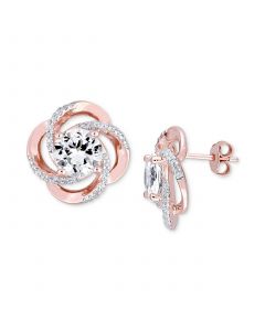 White Topaz Floral Swirl Stud Earrings (5-1/7 ct. t.w.) in 18k Rose Gold-Plated Sterling Silver