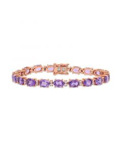 Amethyst (14 ct. t.w.) & White Sapphire (3/5 ct. t.w.) Link Bracelet in 14k Rose Gold