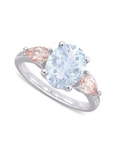 Aquamarine (2-1/5 ct. t.w.), Morganite (4/5 ct. t.w.) & Diamond Accent Ring in Sterling Silver