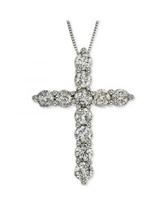 Diamond Cross 18" Pendant Necklace (2 ct. t.w.) in 14k White Gold