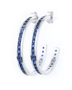 Semi Precious Birthstone Hoop Earrings in Sterling Silver