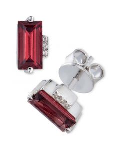 Rhodolite Garnet (2 ct. t.w.) & White Topaz Accent Stud Earrings in Stering Silver