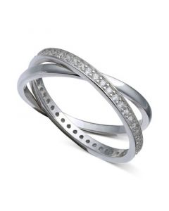 Cubic Zirconia Crisscross Ring in Sterling Silver, Created for Macy's