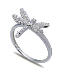 Cubic Zirconia Dragonfly Ring in Sterling Silver, Created for Macy's