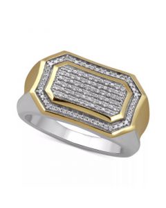 Men's Diamond Pavé Cluster Ring (1/5 ct. t.w.) in Sterling Silver & 18k Gold-Plate