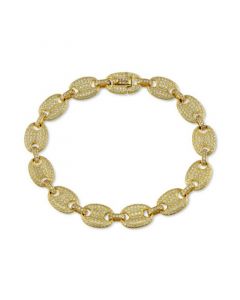 Men's Cubic Zirconia Anchor Link Bracelet in 14k Gold over Silver