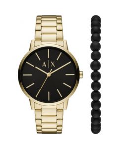 Men's Gold-Tone Stainless Steel Bracelet Watch 42mm Gift Set