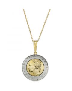 Vermeil and Sterling Silver Lira Coin Pendant Necklace