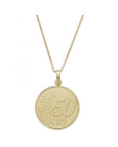 Vermeil Engraved Euro Coin Pendant Necklace