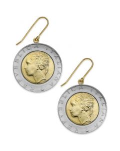 Vermeil and Sterling Silver Lira Coin Drop Earrings