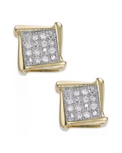 Diamond Accent Square Stud Earrings in 10k White, Yellow or Rose Gold