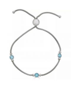 Blue Topaz Popcorn Link Bolo Bracelet (7/8 ct. t.w.) in Sterling Silver or 14K Gold Over Silver (also in Amethyst and Citrine)