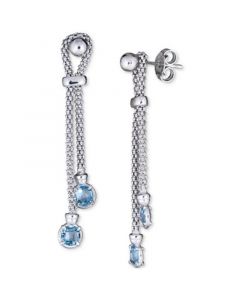 Swiss Blue Topaz Popcorn Link Drop Earrings (1-1/5 ct. t.w.) in Sterling Silver