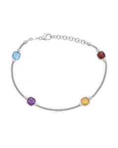 Multi-Gemstone Link Bracelet (3-5/8 ct. t.w.) in Sterling Slver