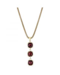 Rhodolite Garnet Three Stone Dangle Pendant Necklace (2-3/8 ct. t.w.) in 14k Gold-Plated Sterling Silver, 18" + 3" extender