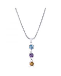 Multi-Gemstone Dangle 18" Pendant Necklace (3/4 ct. t.w.) in Sterling Silver, 17-1/2" + 3" extender